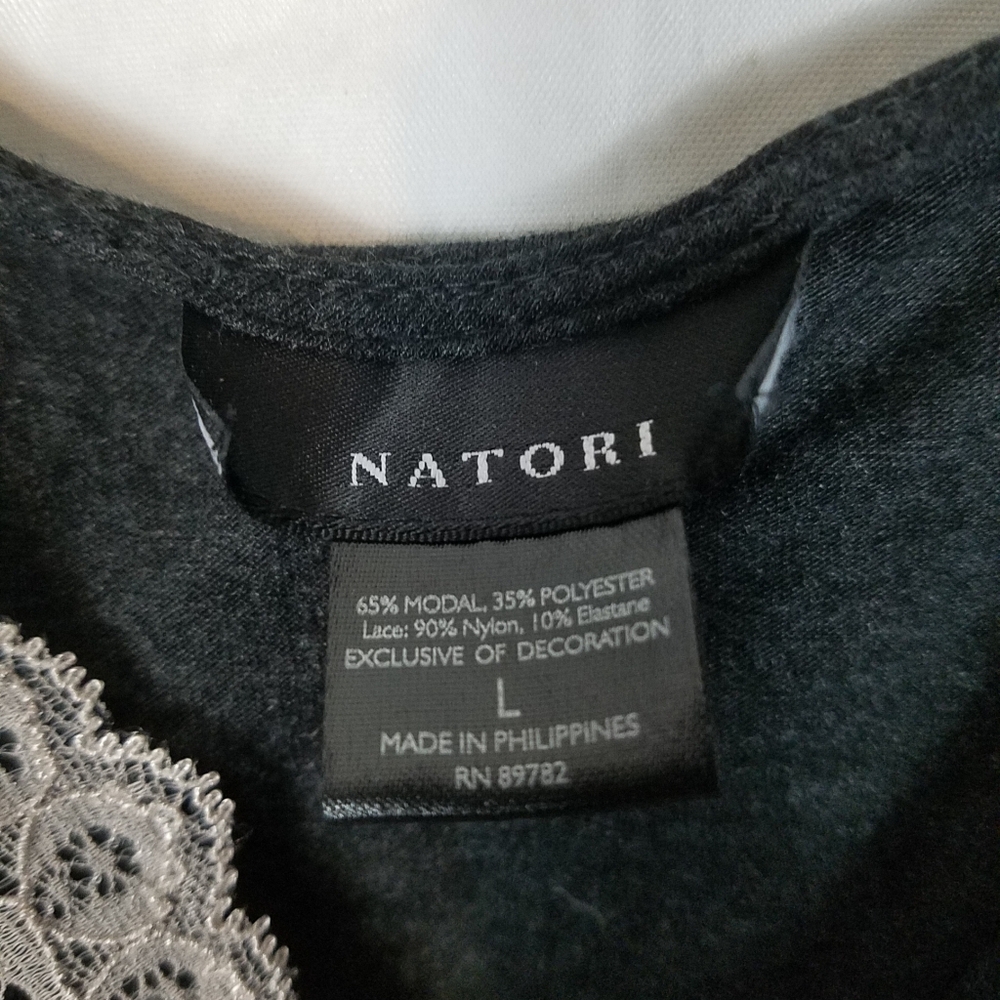 Natori Charcoal and Silver Lace Pajama Dress - Picture 7 of 7